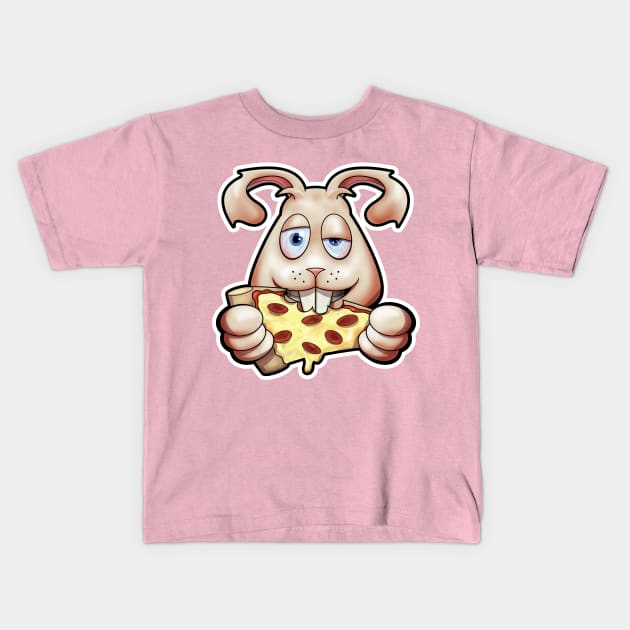 SNAX Rabbit eating pizza Kids T-Shirt by SilverBaX